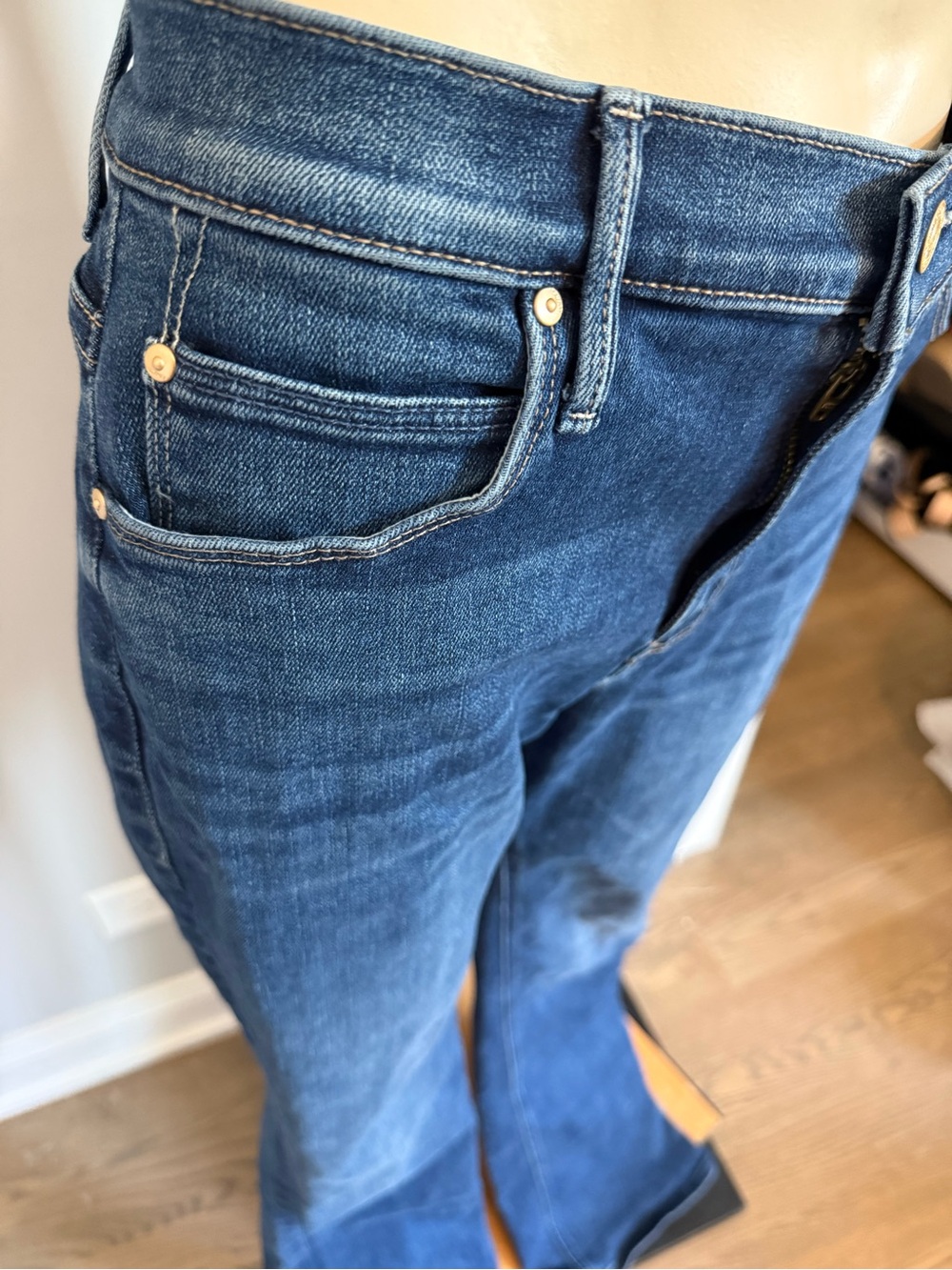 MOTHER Dark Blue High-Rise Wide Leg Jeans - Picture 5 of 10
